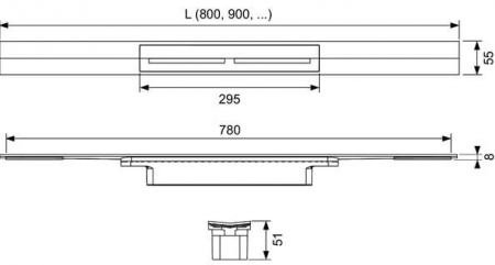 PROFIL DE DUS TECEDRAINPROFILE, 800 MM,  GOLD OPTIC PERIAT [2]