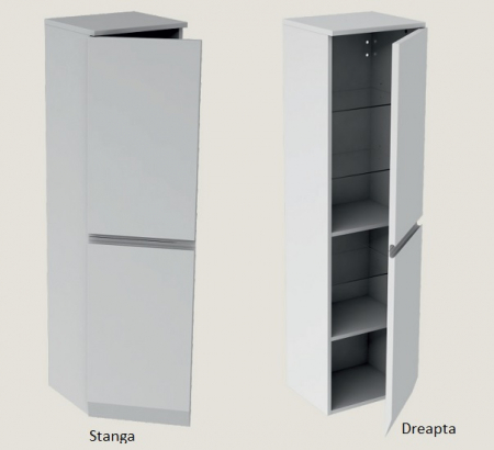 Dulapuri baza si blaturi lavoar - SET 2 USI PENTRU COLOANA HORYZONT402X25X738 , DESCHIDERE STANGA, ALB SEMI-MAT NOU