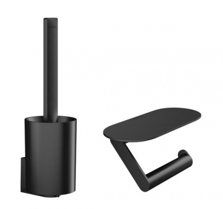Seturi de accesorii - SET PERIE WC SI SUPORT HARTIE IGIENICA FARA APARATOARE WALLSTORIS, NEGRU MAT
