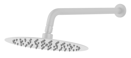 Set brat si cap de dus - Set brat dus fix tubular 350 mm cu para dus rotunda 250 mm, alb