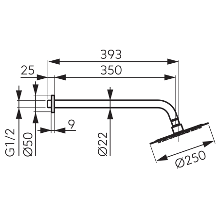 Set brat dus fix tubular 350 mm cu para dus rotunda 250 mm, alb [1]