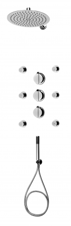 Sisteme de dus incastrate - Set de duș cu montare îngropată, cu baterie cu termostat, Deante, ,Cromat