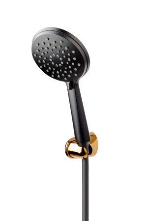 Seturi de dus - Set de dus Hotspring, cu suport, furtun si para dus 3 functii, negru-roz auriu