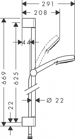 SET DUS CROMETTA 100, BARA 0.65 M, FURTUN 1.60 M, PARA 4 TIPURI SPRAY, ALB-CROM [1]