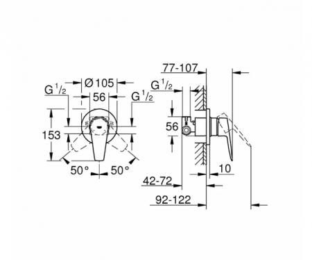 SET DUS IGIENIC TRIGGER SPRAY CU BATERIE INCASTRATA BAU EDGE,  FURTUN 1.25 SI SUPORT [1]