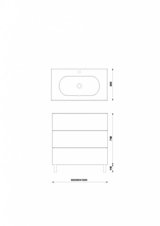 MOBILIER SHONA 80X46X56.5 ALB MAT,3 SERTARE,CU LAVOAR KLEA [1]