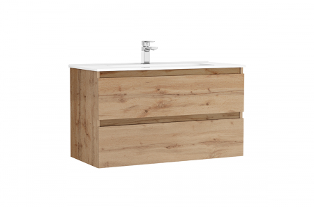 Seturi mobilier baie - MOBILIER DAILY 100X46X56.5 STEJAR RUSTIC, 2 SERTARE,CU LAVOAR