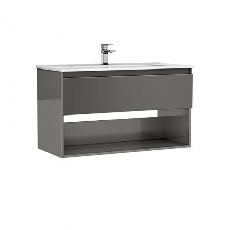 Baie - MOBILIER DAILY 100X46X56.5 ANTRACIT LUCIOS,1 SERTAR+RAFT,CU LAVOAR