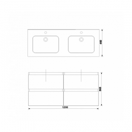 MOBILIER DAILY 120X46X56.5 ALB LUCIOS, 4 SERTARE,CU LAVOAR [1]