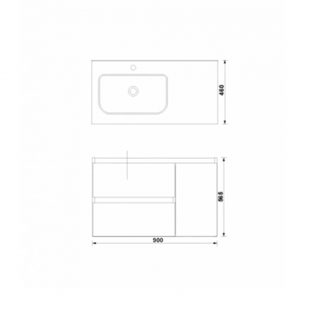 Set mobilier suspendat Gala Daily 90x46x56.5 galet lucios, 2 sertare si 1 usa, cu lavoar 90 cm [1]