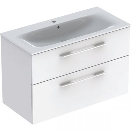 Baie - MOBILIER 100 CM SELNOVA SQUARE CU LAVOAR, DOUA SERTARE,ALB