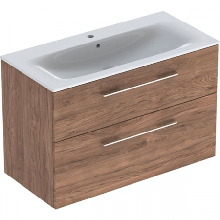 Seturi mobilier baie - MOBILIER 100 CM SELNOVA SQUARE CU LAVOAR, DOUA SERTARE,NUC AMERICAN HICKORY