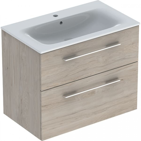 Seturi mobilier baie - MOBILIER 80 CM SELNOVA SQUARE CU LAVOAR, DOUA SERTARE,NUC AMERICAN HICKORY DESCHIS