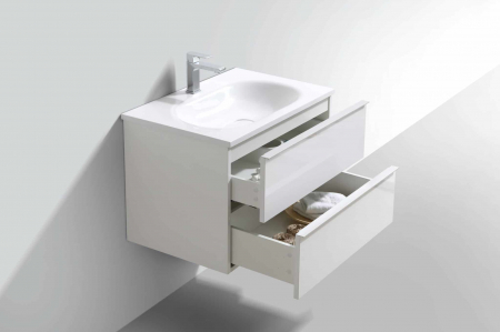 Seturi mobilier baie - MOBILIER ANNEMARIE 74.4X47.5X50CM, 2 SERTARE , ALB LUCIOS CU LAVOAR MARMURA COMPOZITA