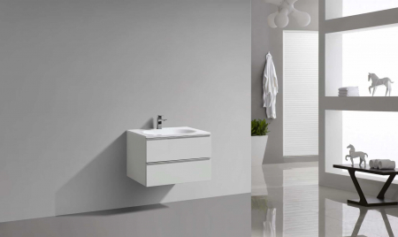 MOBILIER ANNEMARIE 74.4X47.5X50CM, 2 SERTARE , ALB LUCIOS CU LAVOAR MARMURA COMPOZITA [3]