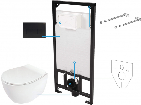 Set vas wc cu rezervor incastrat si clapeta - Set WC, îngropat, 6 în 1
