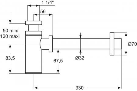 SIFON PENTRU LAVOAR DIN ALAMA CROMATA DE 1-1 /4 [1]