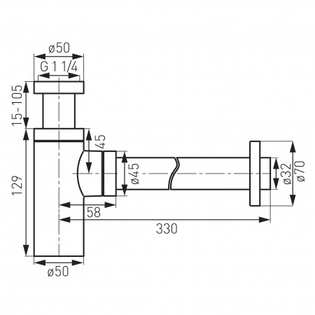 SIFON LAVOAR CILINDRIC TIP BUTELIE KLEOME DIN ALAMA 1 1/X32 MM, NEGRU [1]