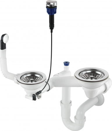 Sifoane pentru chiuvete bucatarie - Sifon pentru chiuveta din granit, 1,5- și 2-cuve - Space-Saver, Deante, ,STAINLESS Inox