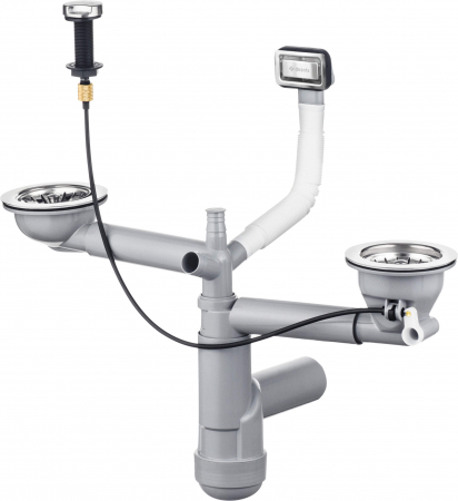 Sifoane pentru chiuvete bucatarie - Sifon pentru chiuveta din granit, 1,5- și 2-cuve - Space-Saver, Deante, ,STAINLESS Inox