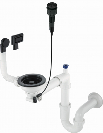 Sifoane pentru chiuvete bucatarie - Sifon pentru chiuveta din granit, 1-cuvă - Space-Saver, Deante, ,Negru