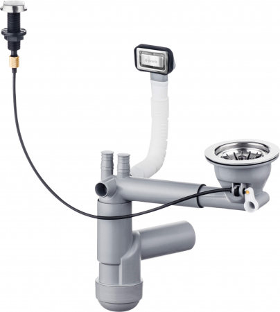 Sifoane pentru chiuvete bucatarie - Sifon pentru chiuveta din granit, 1-cuvă - Space-Saver, Deante, ,STAINLESS Inox