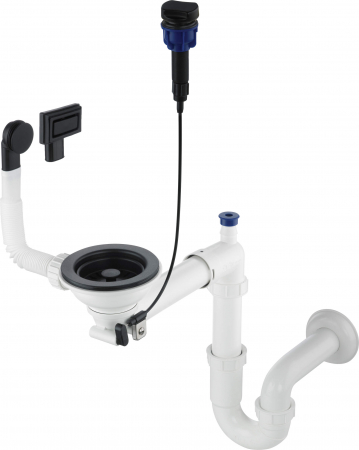 Sifoane pentru chiuvete bucatarie - Sifon pentru chiuveta din granit, 1-cuvă - Space-Saver, Deante, ,Negru