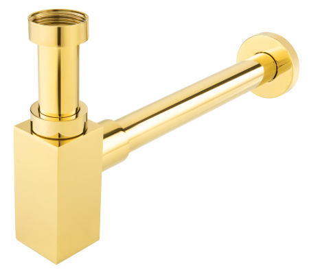 Sifoane - Sifon rectangular lavoar tip butelie Kleome din alama 1 1/4"x32 mm, auriu lucios