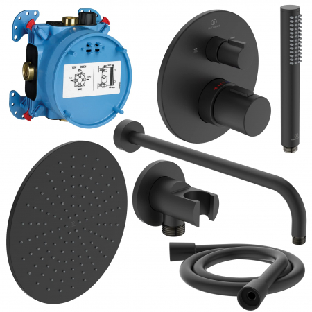 Sisteme de dus incastrate - SISTEM DUS INCASTRAT TERMOSTATIC CERATHERM T100 NEGRU MAT