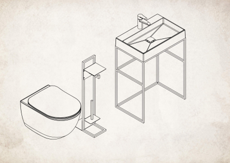 Suport hârtie igienică stativ, cu raft [4]