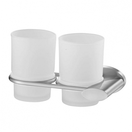 Suport periute dinti - PAHAR CU SUPORT DUBLU SIDE SATIN NICHEL