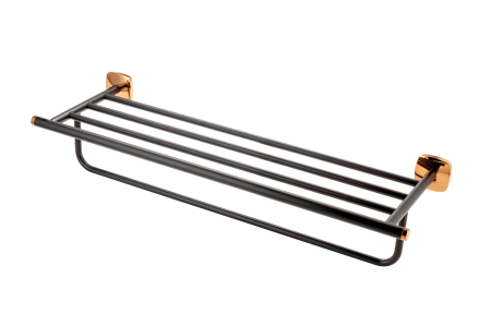 Accesorii de baie - Suport prosoape cu portprosop bara Merida 574 mm, negru-roz auriu