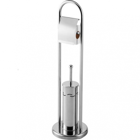 Accesorii baie - SUPORT STATIV II PERIE WC + HARTIE IGIENICA CROM