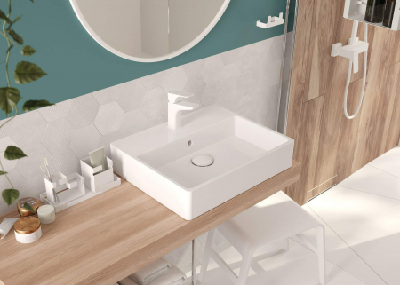 Lavoar ceramic, blat/montare pe perete - 60x50 cm, Deante, Temisto,WHITE [7]