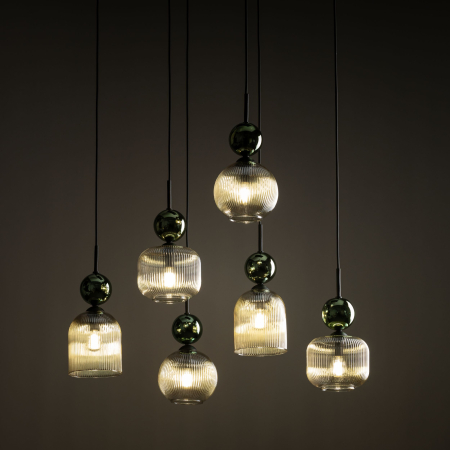 TK Lighting SOPHIA GREEN COGNAC 6XE14 – lampă suspendată verde-cognac, stil glamour [3]