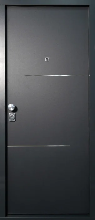 Usi intrare in apartament - Usa Aplot intrare in apartament  antracit la exterior cu insertii  /alba la interior c