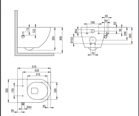 Vas de WC, cu funcție de bideu - cu baterie bideu  si capac Wc inclus, Deante, Peonia,WHITE [5]