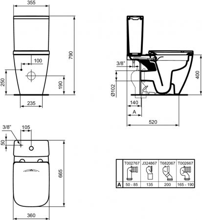 VAS WC I.LIFE B CU FUNCTIE DE BIDEU, RIMLESS+, 66X35.5 CM, EVACUARE LATERALA [3]