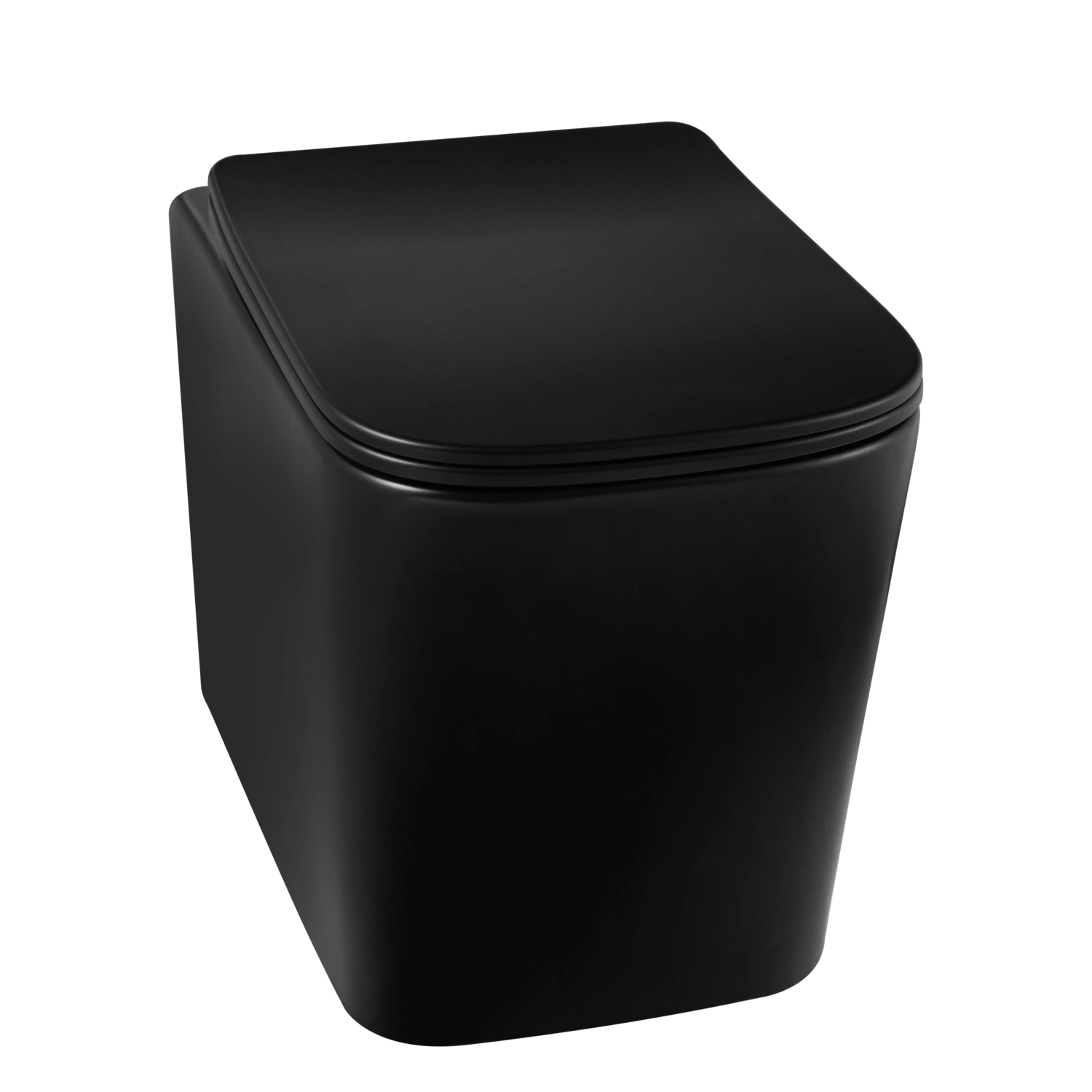 Vas WC suspendat Balneo Luga Rimless negru, fără ramă, cu capac cu închidere lentă din duroplast [1]