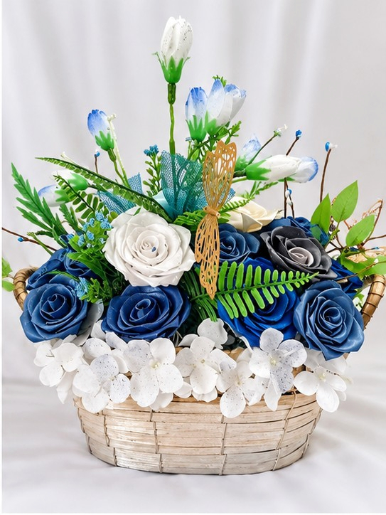 Coș floral elegant,,Blue Harmony," [3]