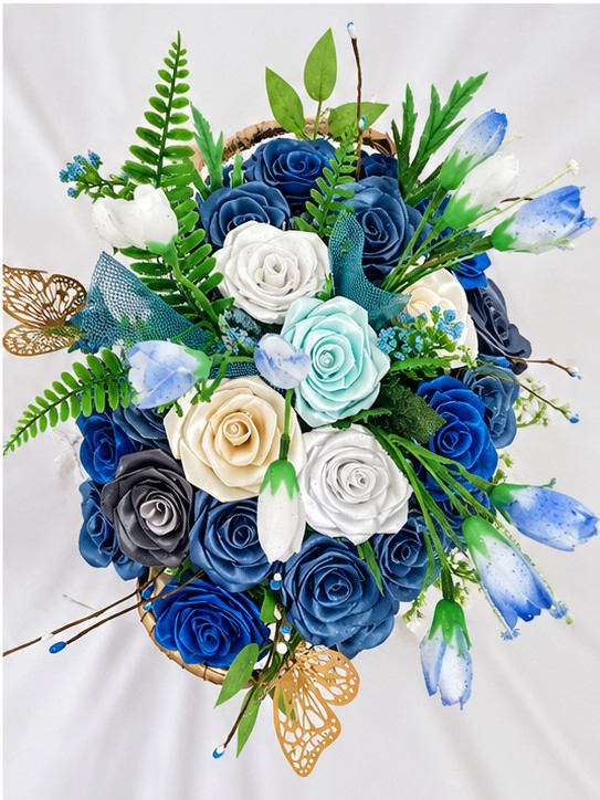Coș floral elegant,,Blue Harmony," [4]