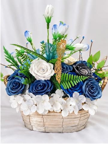 Coș floral elegant,,Blue Harmony," [2]