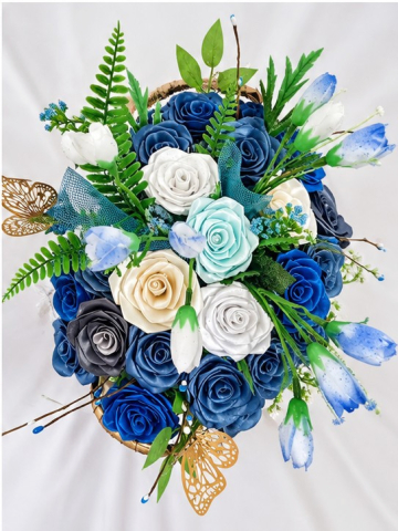 Coș floral elegant,,Blue Harmony," [3]