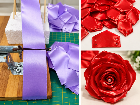 Petale din satin pentru trandafiri handmade [3]