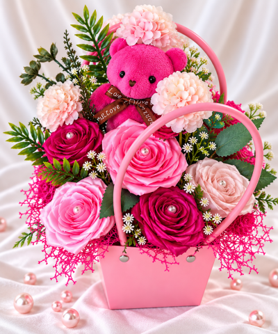 Aranjamente florale din satin - Pink Amour