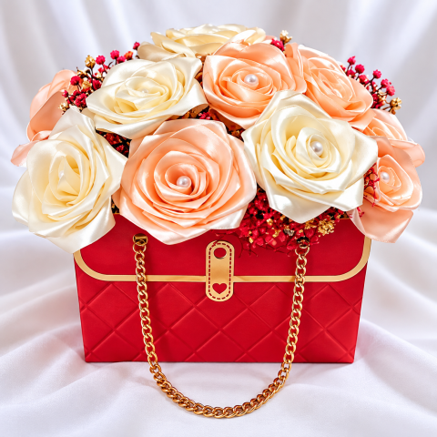 Aranjamente florale din satin - Posetuța eleganței