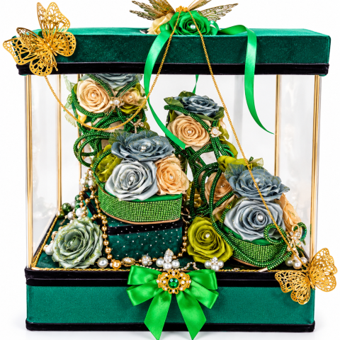 Aranjamente florale din satin - Splendoare în Smarald