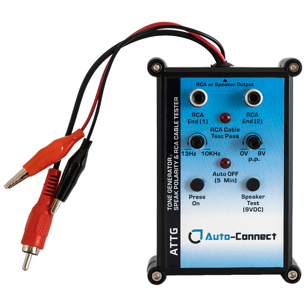 Kit alimentare - Generator de tonuri All-in-one Auto-Connect ATTG, tester de cablu RCA și tester de polaritate a difuzoarelor.