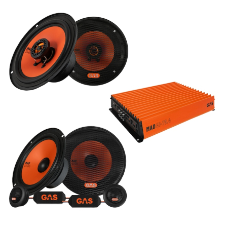 Pachete dedicate - Pachet Difuzoare auto cu amplificare GAS seria MAD K1-64, X1-64, A1-70.4, 165mm, 300W