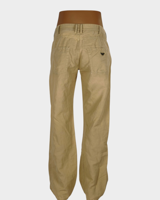 Armani Jeans bej din bumbac și in, logo GA, mărime 33 [3]